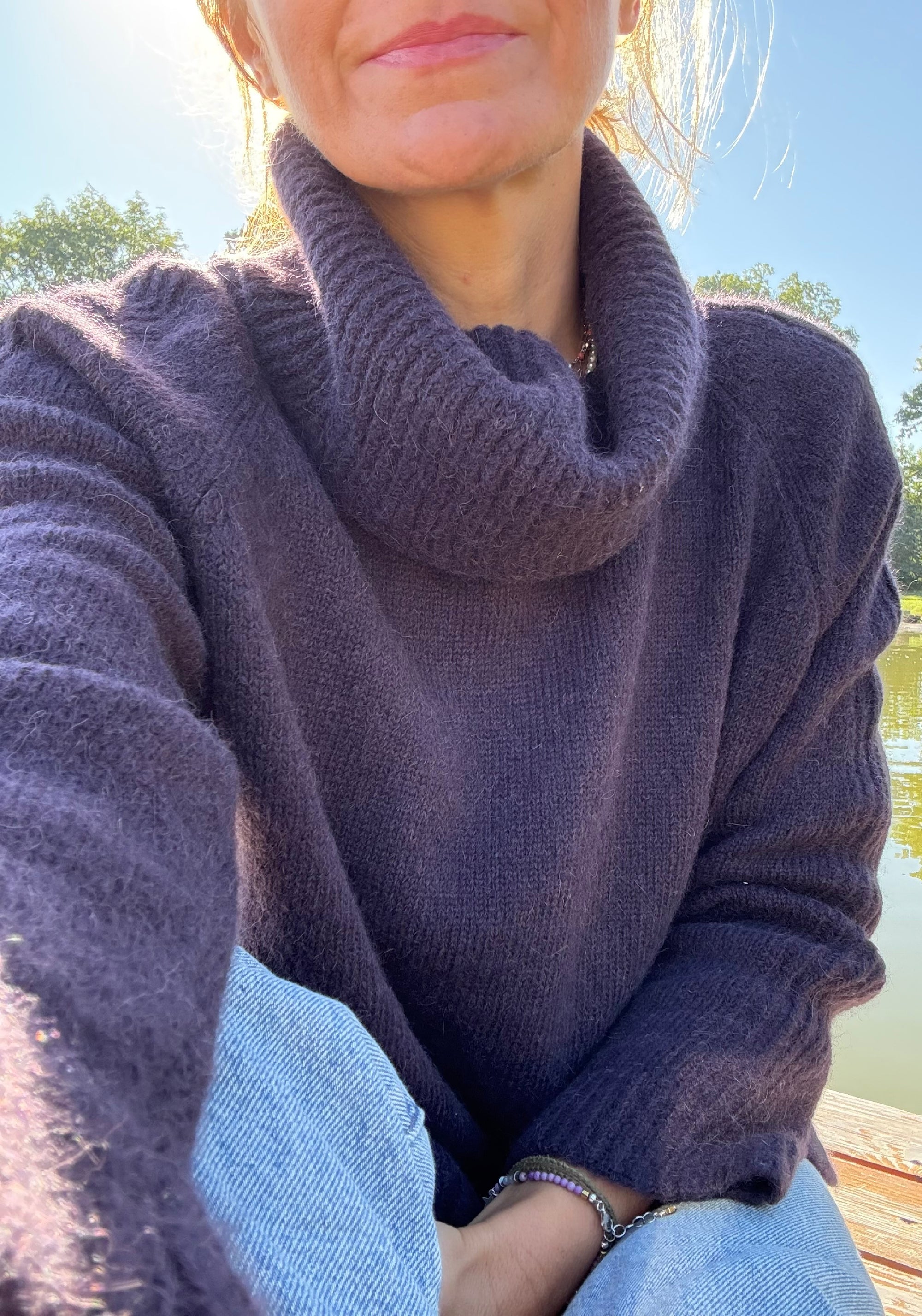 Pulover femei baby alpaca - Bleuenn Eggplant