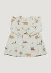 Rochie din lână merinos - Wood Animals Light Beige
