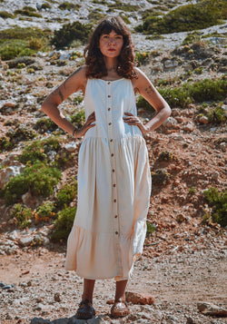 Rochie femei din muselină dublă de bumbac - Celosie Double Cream