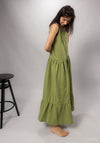 Rochie femei din muselină dublă de bumbac - Celosie Turtle Green