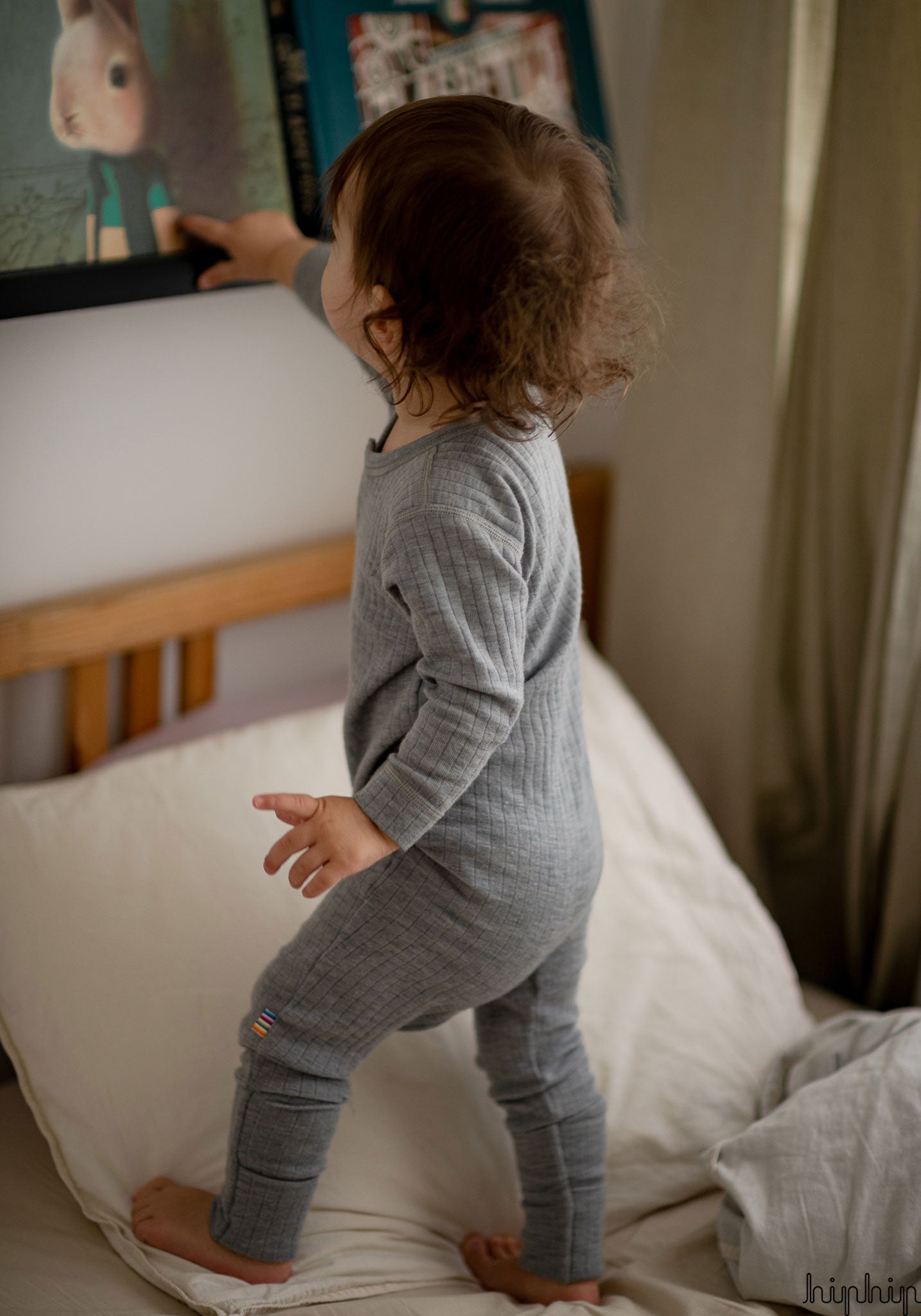 Jumpsuit cu șosete din lână merinos - Basic Grey Joha HipHip.ro