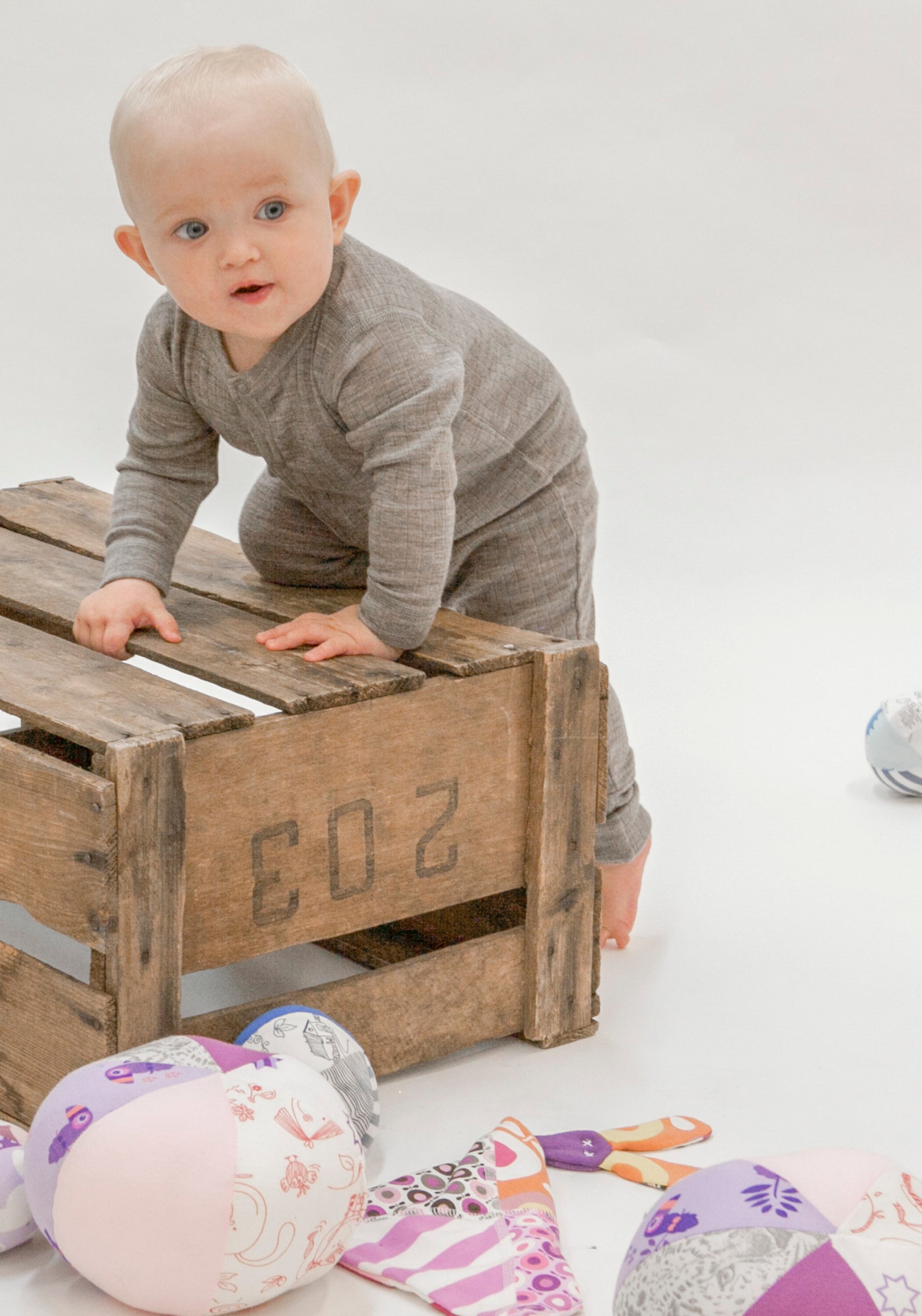 Salopetă cu șosete din lână merinos - Basic Sesame Melange