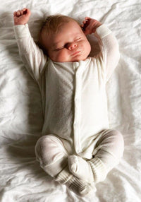 Jumpsuit cu şosete din lână merinos - Basic White Joha HipHip.ro