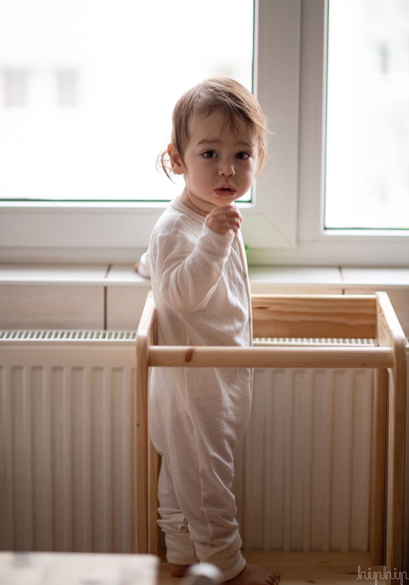 Jumpsuit cu șosete din lână merinos - Basic White Joha HipHip.ro