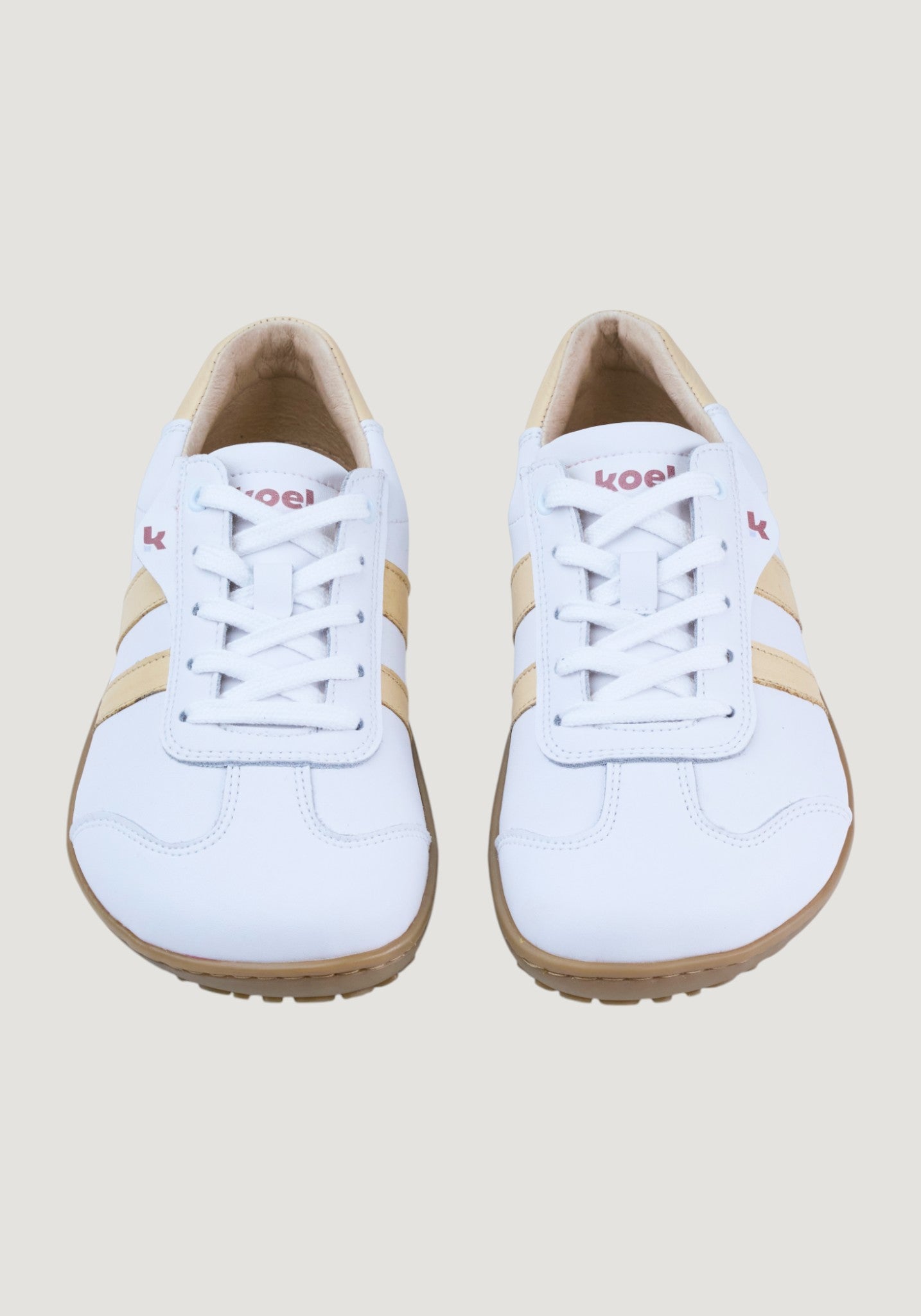 Sneakers Barefoot femei din piele - Ila Offwhite/Beige