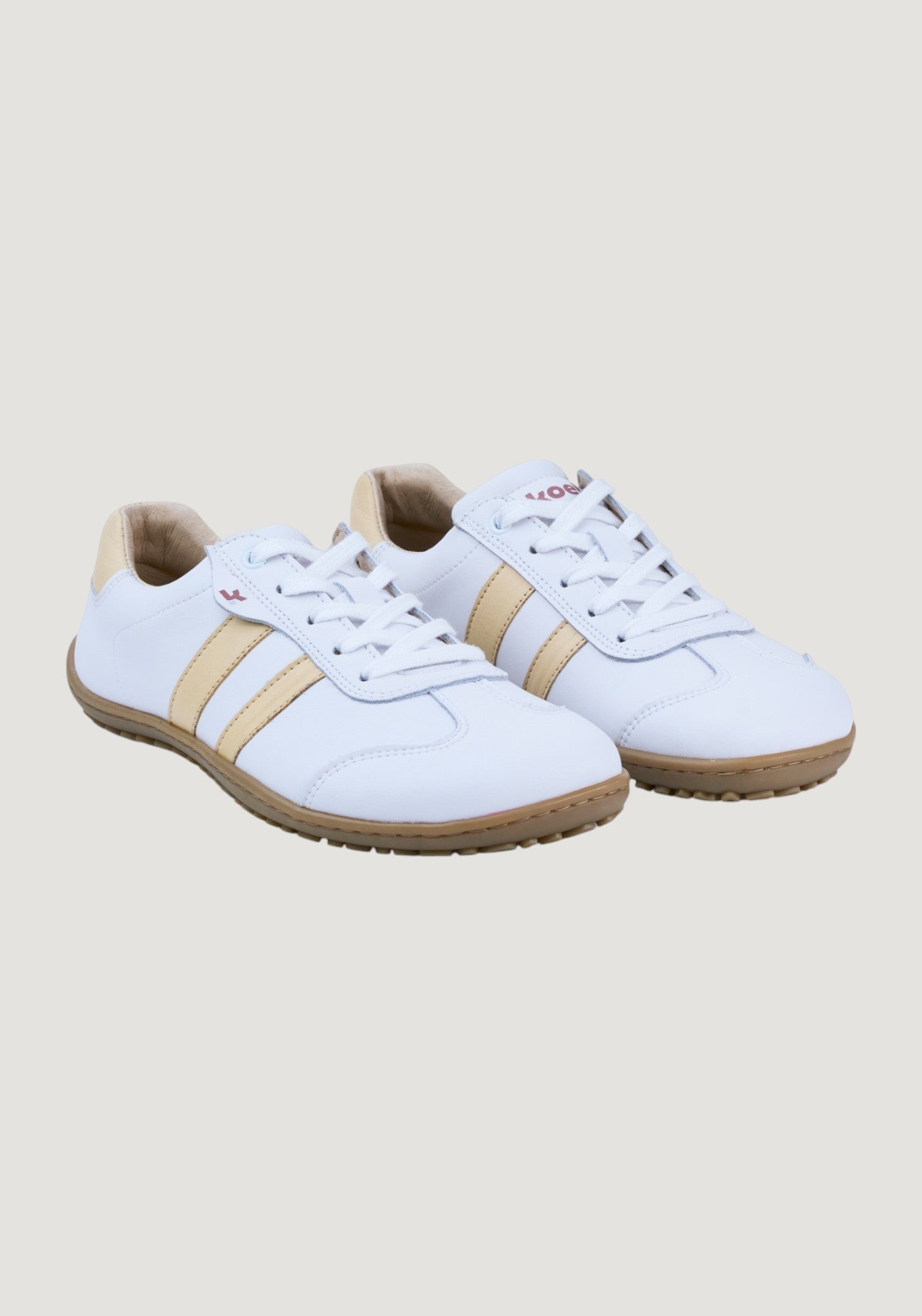 Sneakers Barefoot femei din piele - Ila Offwhite/Beige