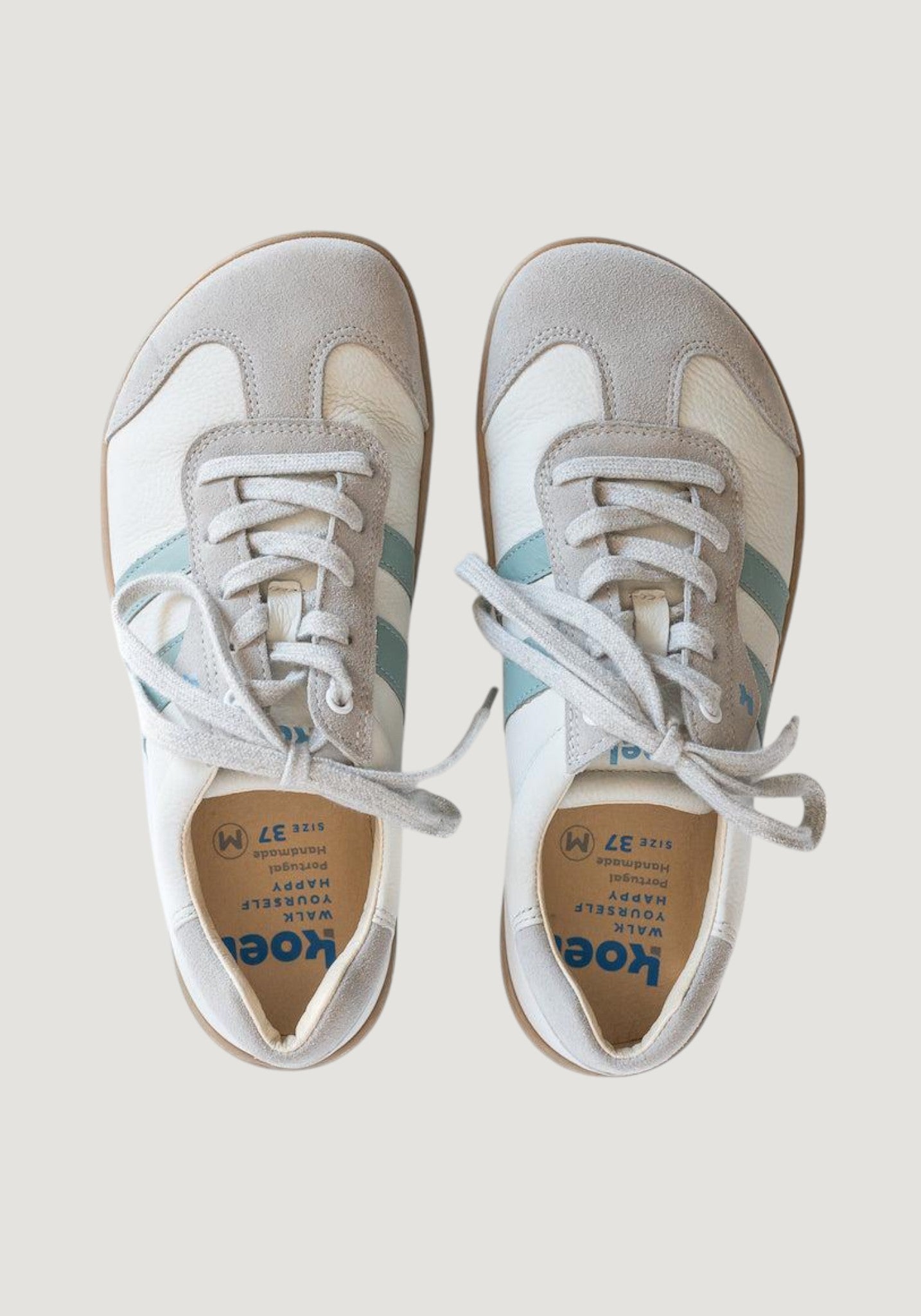 Sneakers Barefoot femei din piele - Ila Offwhite/Mint