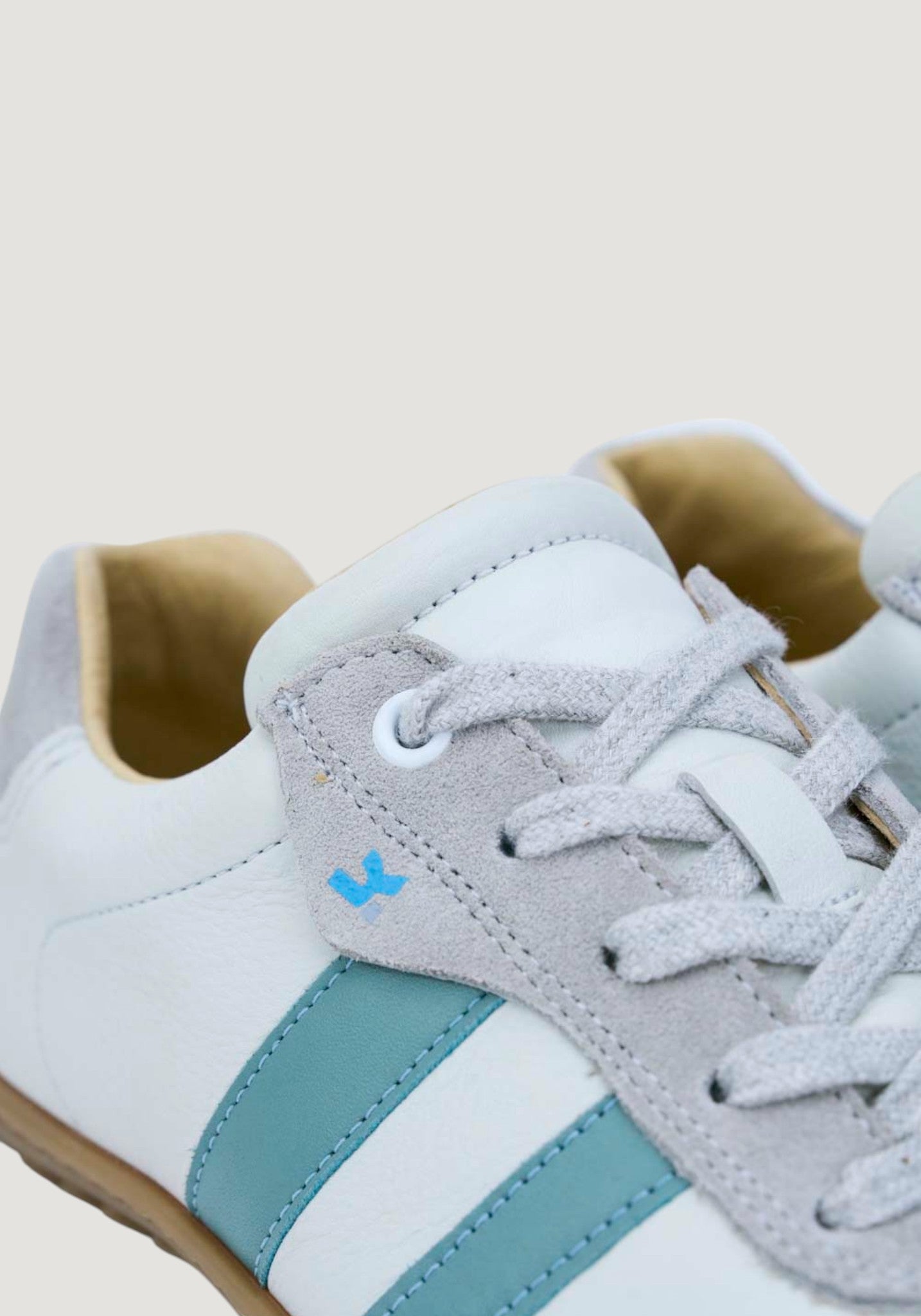 Sneakers Barefoot femei din piele - Ila Offwhite/Mint