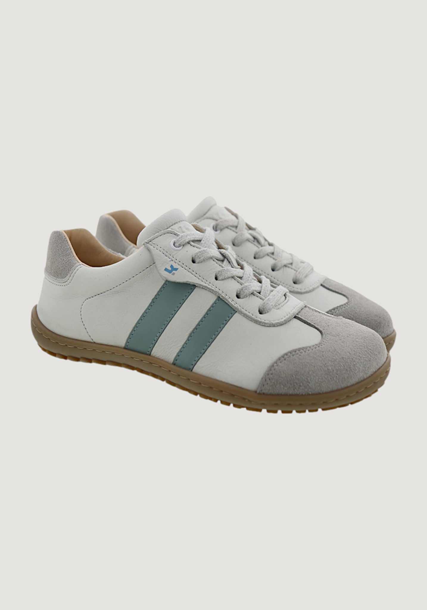Sneakers Barefoot femei din piele - Ila Offwhite/Mint