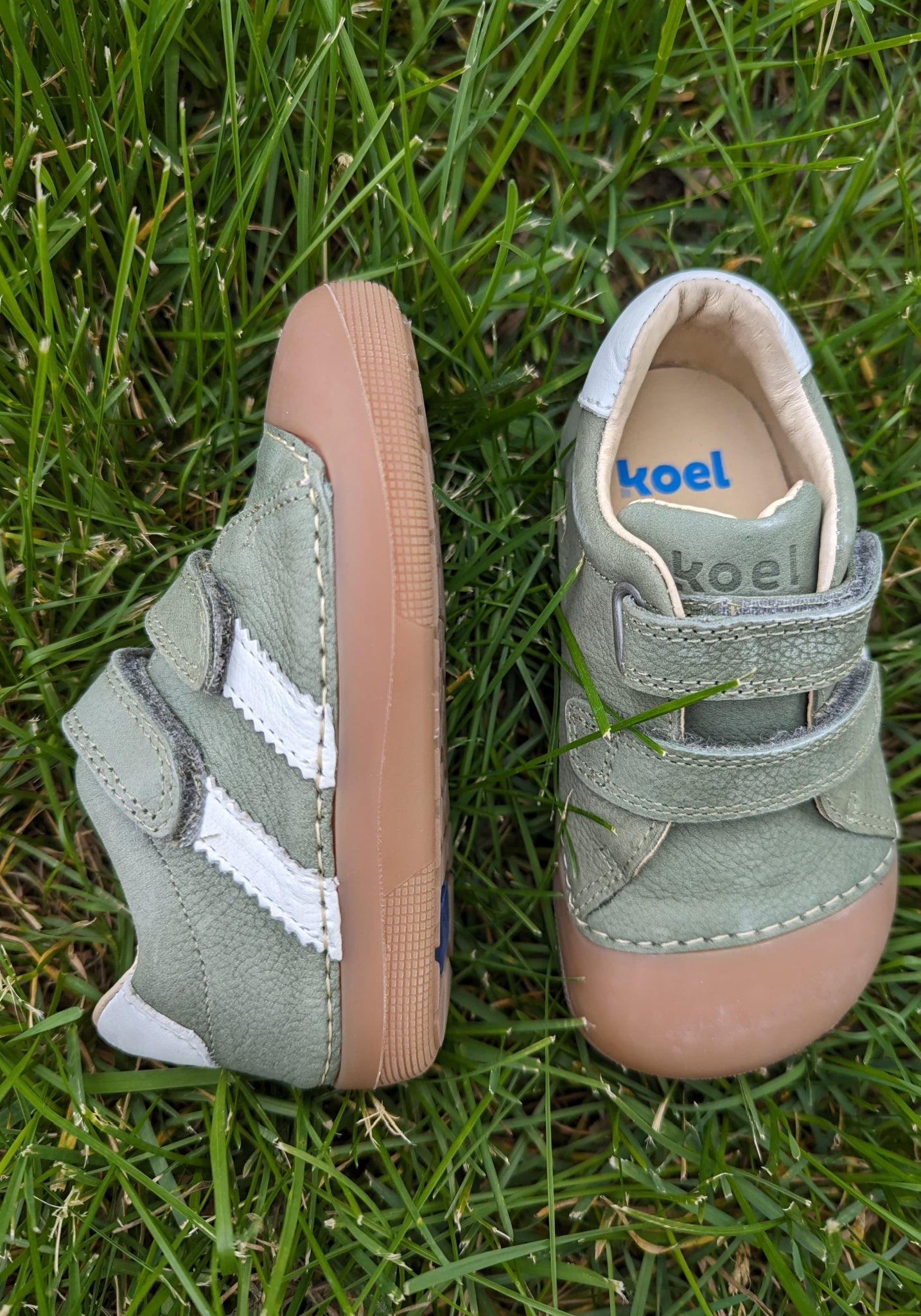 Sneakers Barefoot First Step din piele - Archie Olive Koel HipHip.ro