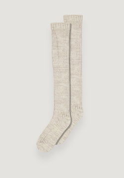 Șosete chunky femei din lână merinos și bambus - Knee Megan Light Brown 37-39