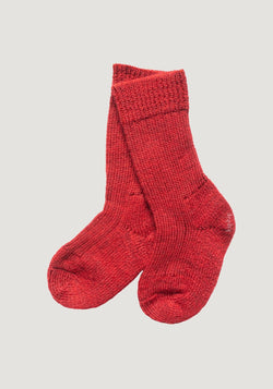 Șosete cu talpă plușată din lână pentru cizme - Poppy Red Hirsch Natur HipHip.ro