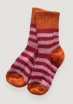 Șosete groase lână - Orange/Raspberry/Rosa Hirsch Natur HipHip.ro