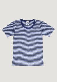 Tricou seamless din lână merinos și mătase - Blue Stripes Cosilana HipHip.ro