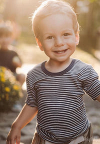 Tricou seamless din lână merinos și mătase - Marine Stripes Cosilana HipHip.ro