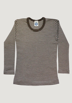 Bluză seamless din lână merinos și mătase - Brown Stripes Cosilana HipHip.ro