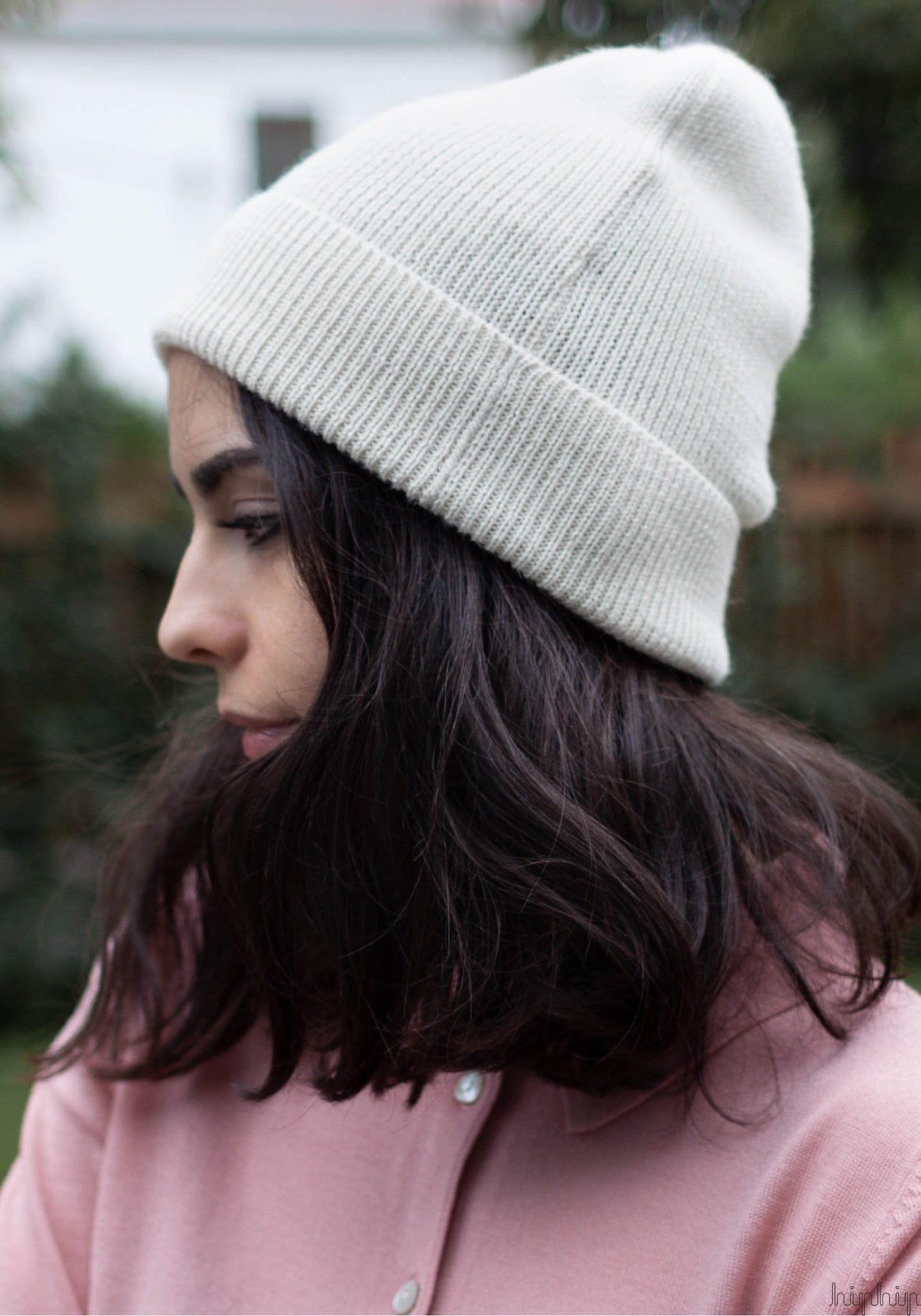 Căciulă adulți baby alpaca - Classic Rib White De Colores HipHip.ro