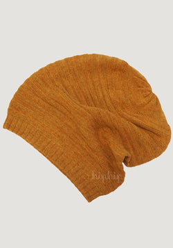 Căciulă long beanie adulți baby alpaca - Mustard Melange De Colores HipHip.ro