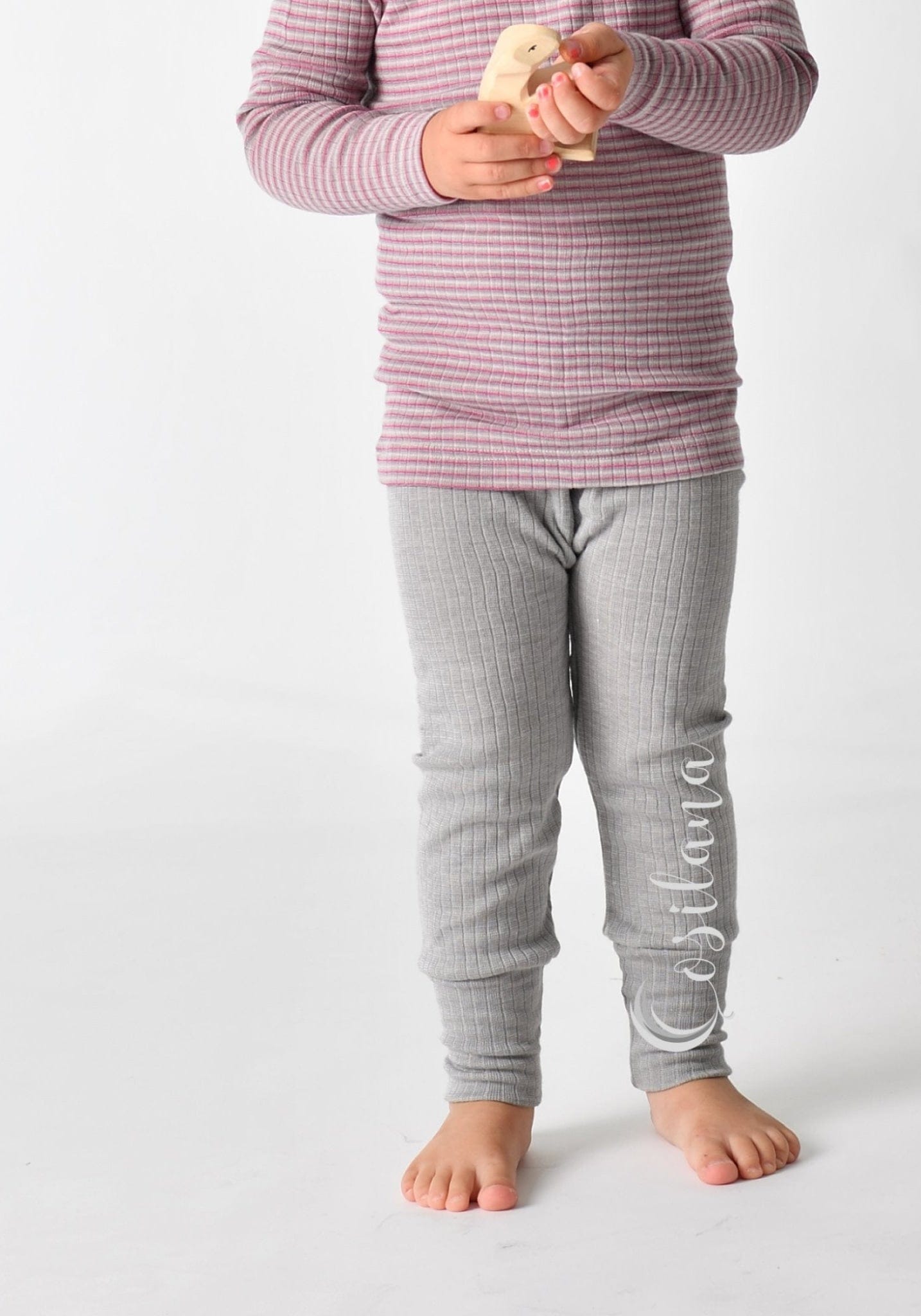 Colanți seamless din lână, mătase și bumbac - Grey Melange Cosilana HipHip.ro