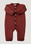 Overall brushed din lână merinos - Houndstooth Bordeaux Joha HipHip.ro