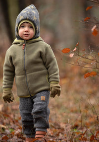 Pantaloni din lână fiartă - Grey Melange Pure Pure HipHip.ro