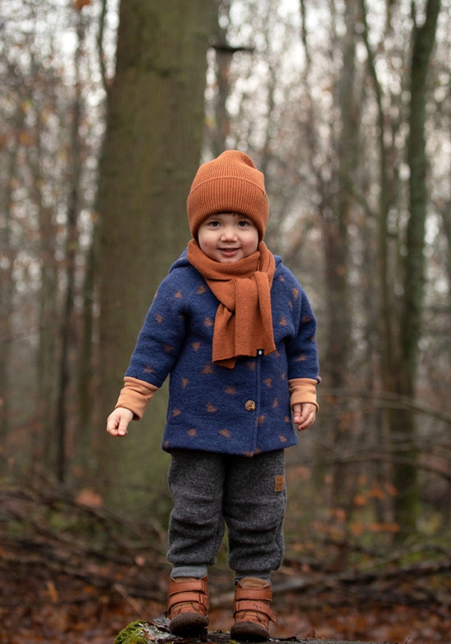 Pantaloni din lână fiartă - Grey Melange Pure Pure HipHip.ro