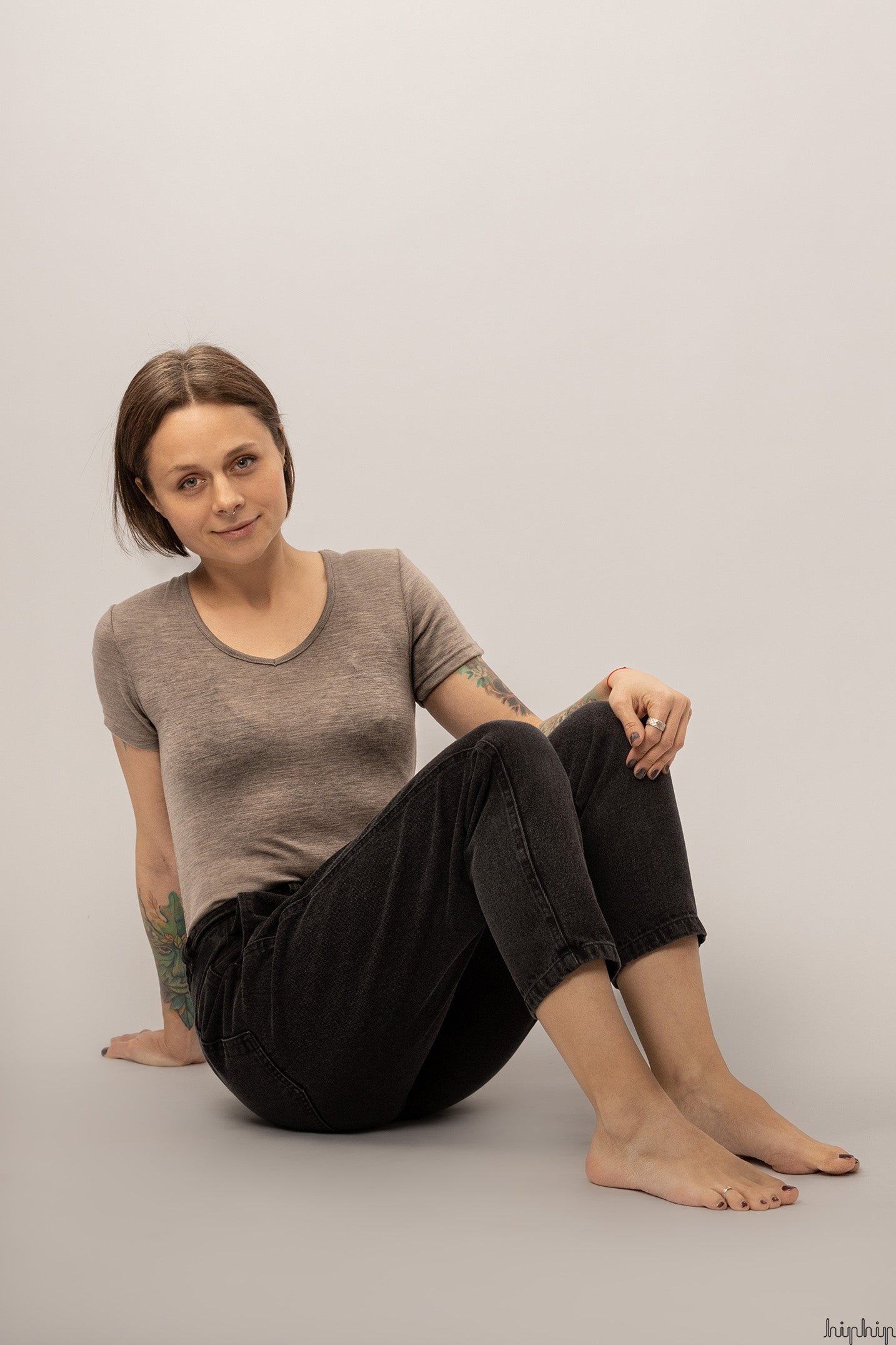 Tricou femei din lână merinos și mătase - Sara Sesame Melange Joha Woman HipHip.ro
