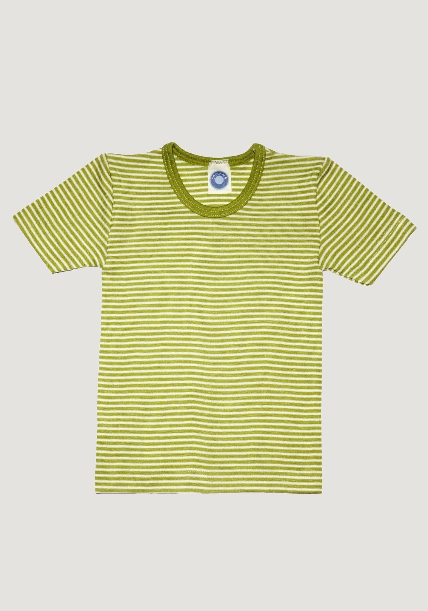 Tricou seamless din lână merinos și mătase - Green Stripes Cosilana HipHip.ro