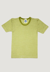 Tricou seamless din lână merinos și mătase - Green Stripes Cosilana HipHip.ro