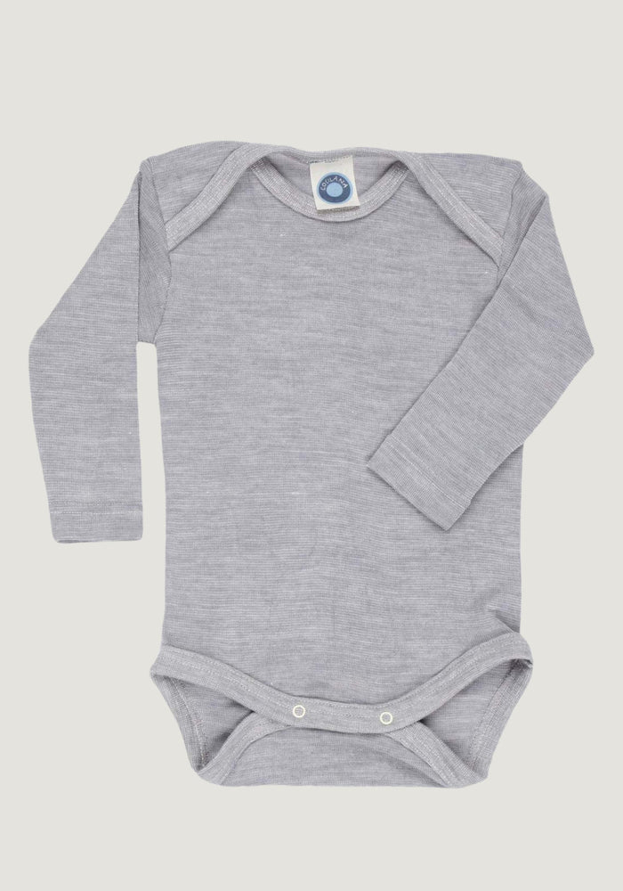 Body seamless din lână merinos și mătase - Grey Melange