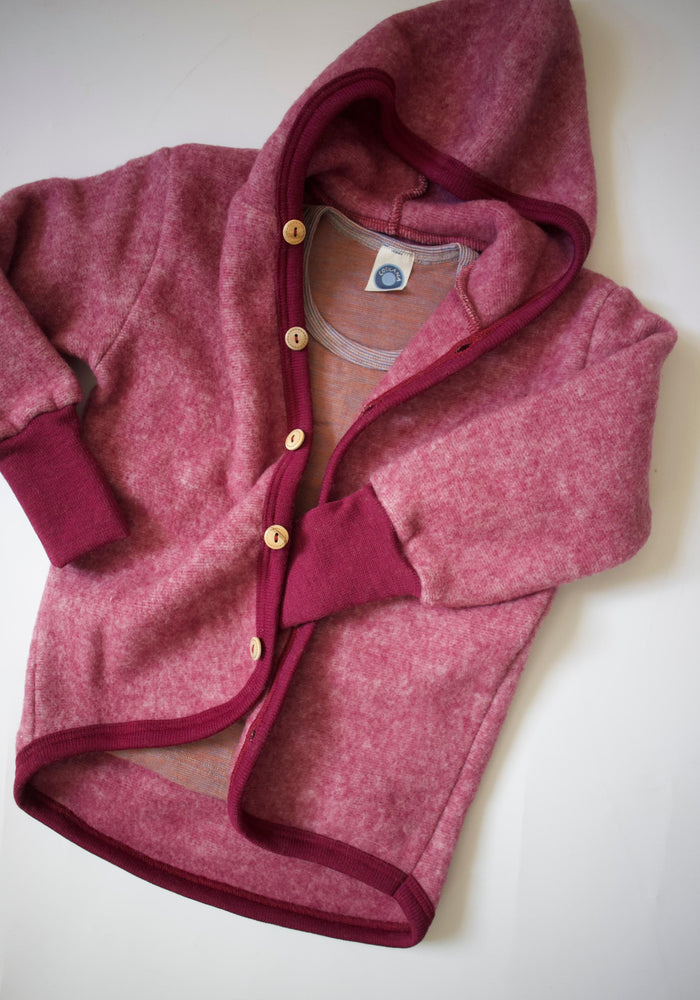 Jachetă fleece din lână merinos și bumbac - Wine Red