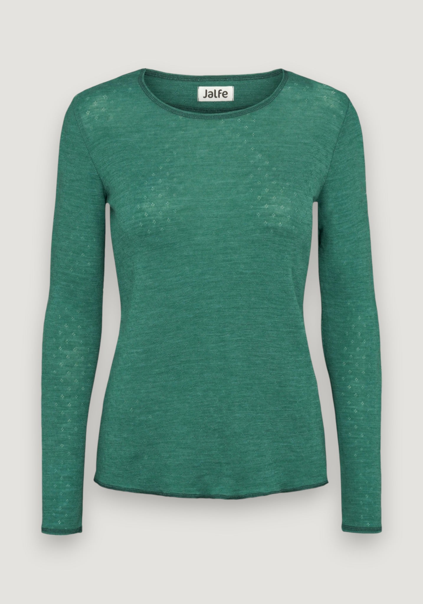 Bluză Eyelet din lână merinos - Vigdis Emerald Melange