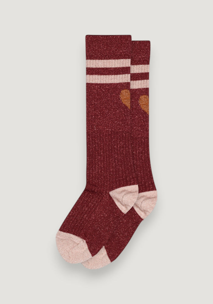 Șosete extrafine din bumbac - Knee Glitter Elga Wine Red