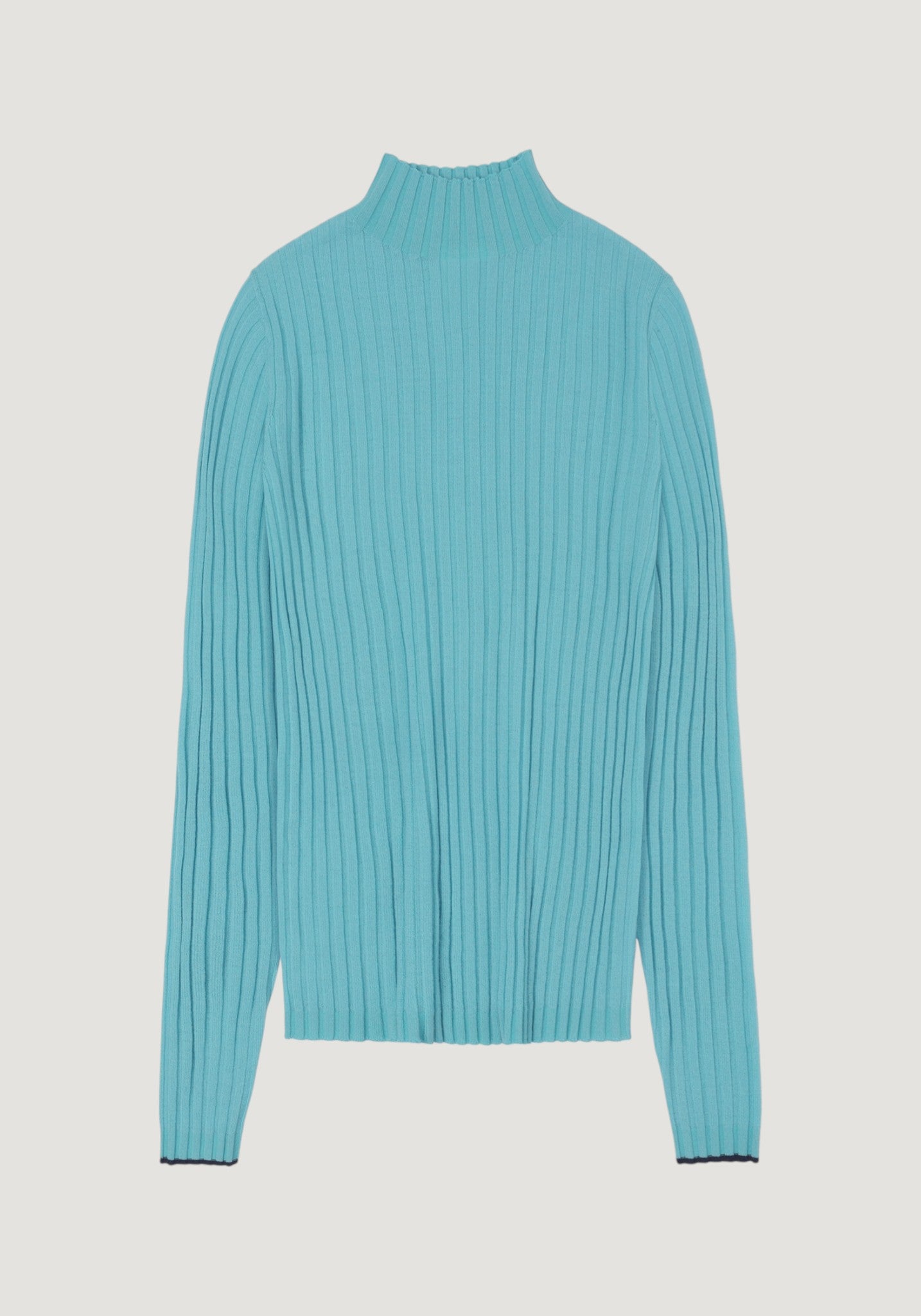 Helancă lână merinos - Rib Extrafin Aqua