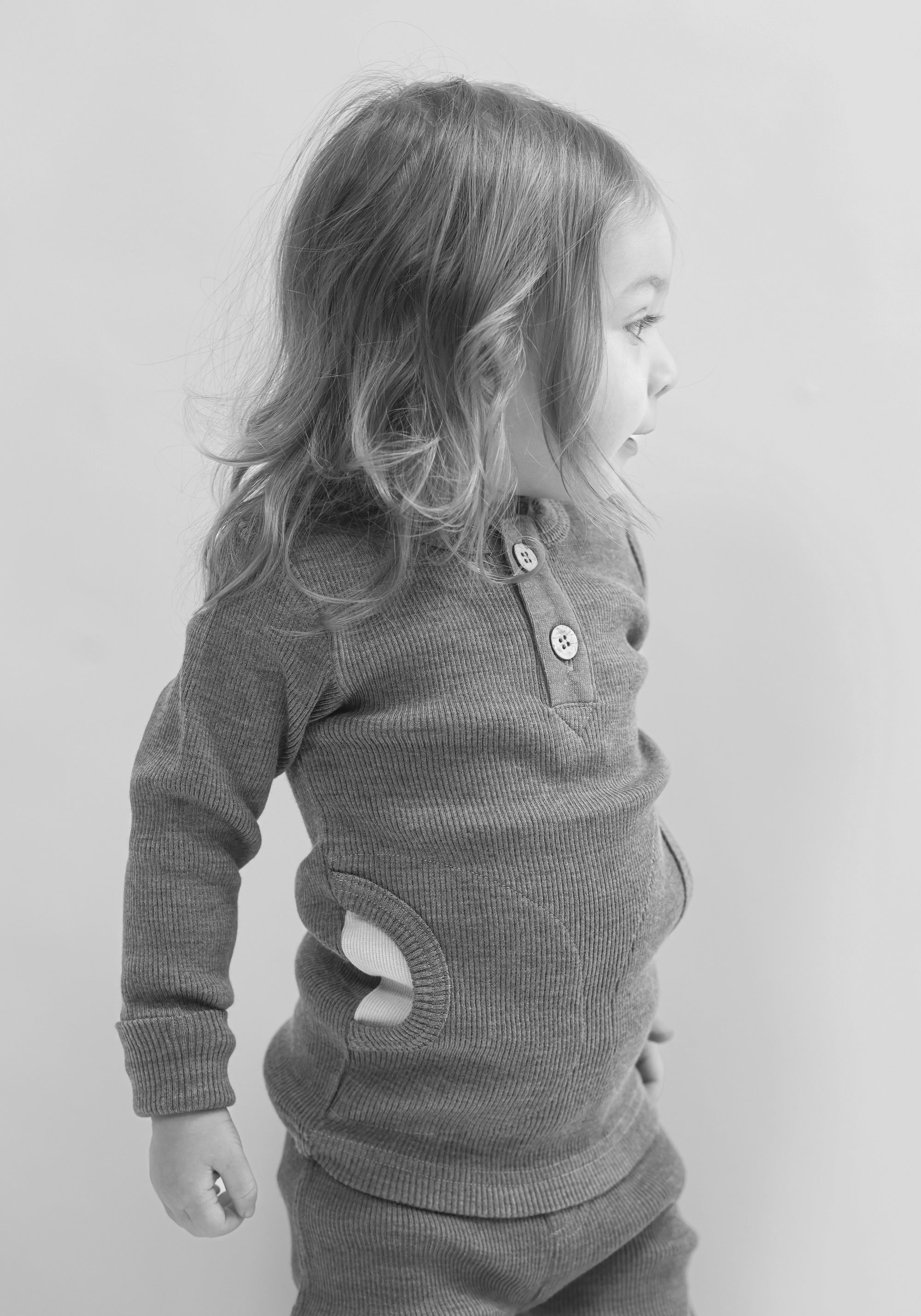 Bluză lână merinos - Henley Pockets Acai Berry