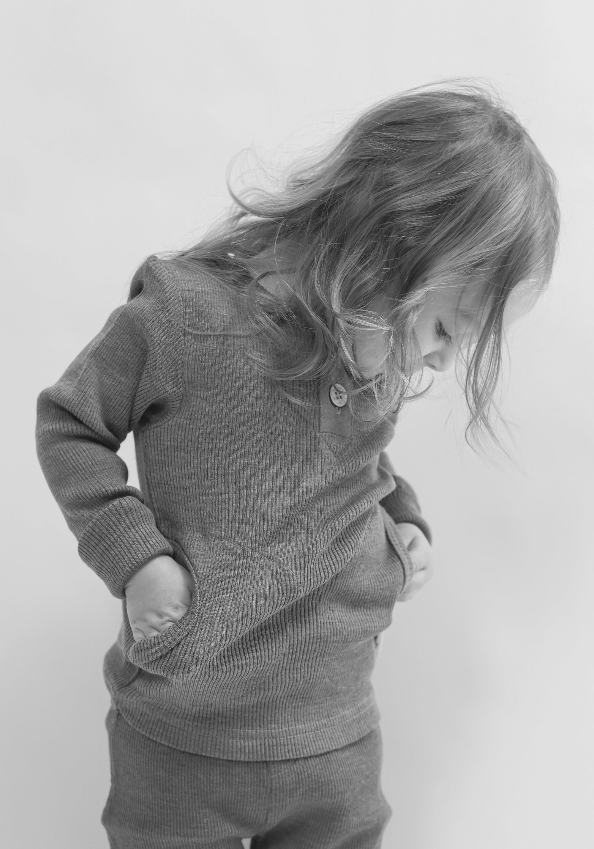 Bluză lână merinos - Henley Pockets Acai Berry