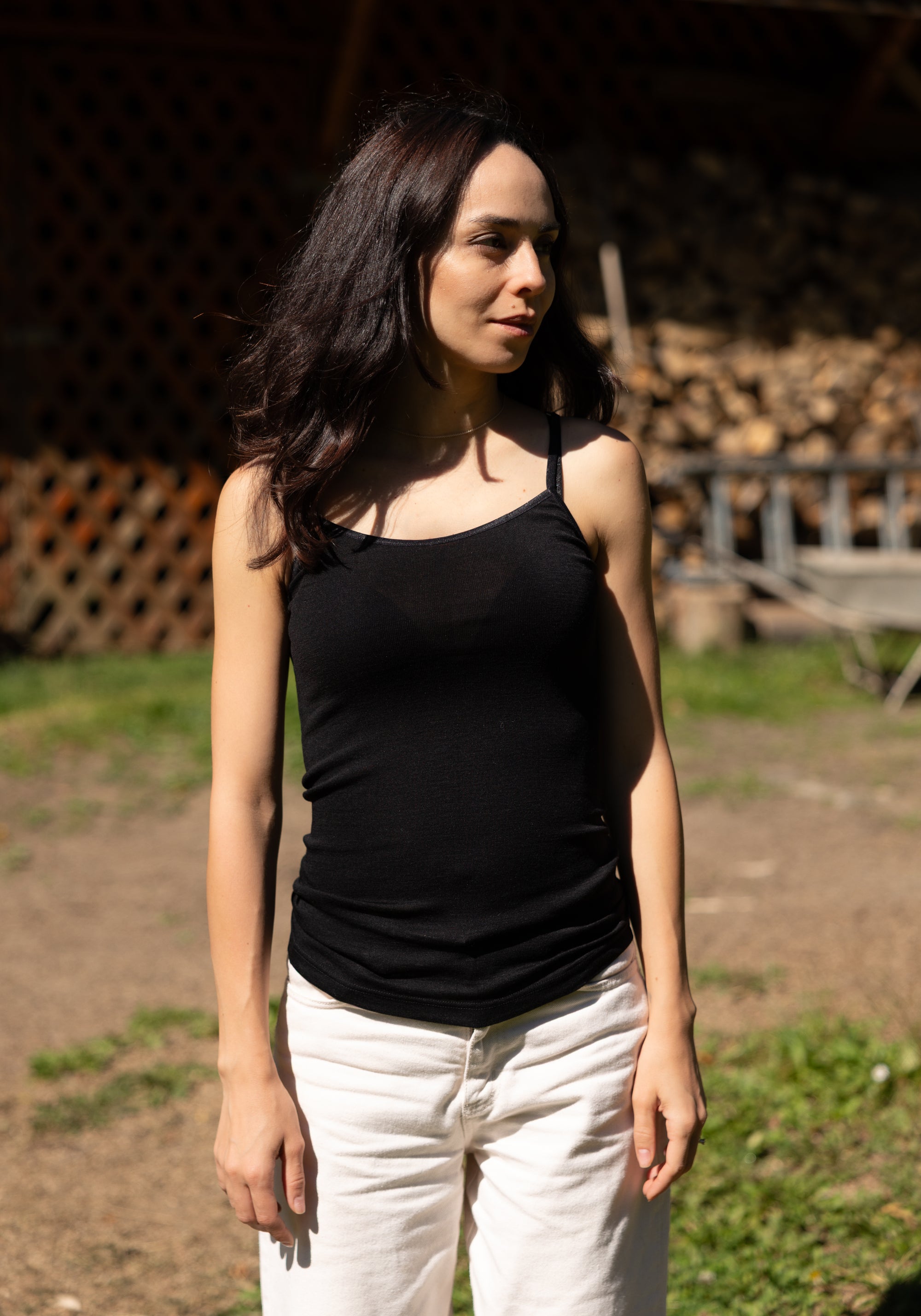 Maiou Chemise seamless din lână merinos și mătase - Black