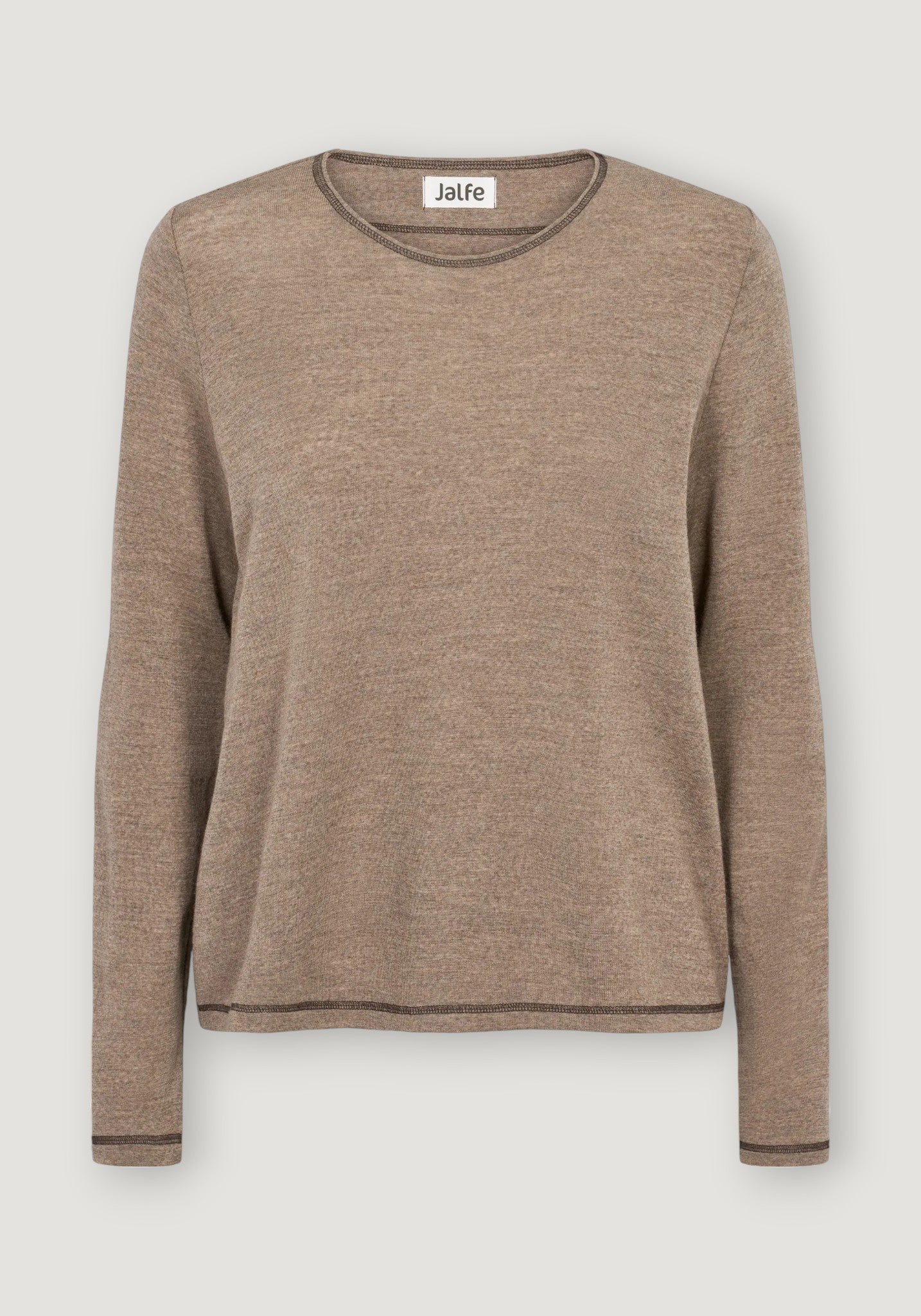 Bluză din lână merinos - Sif Light Brown Melange