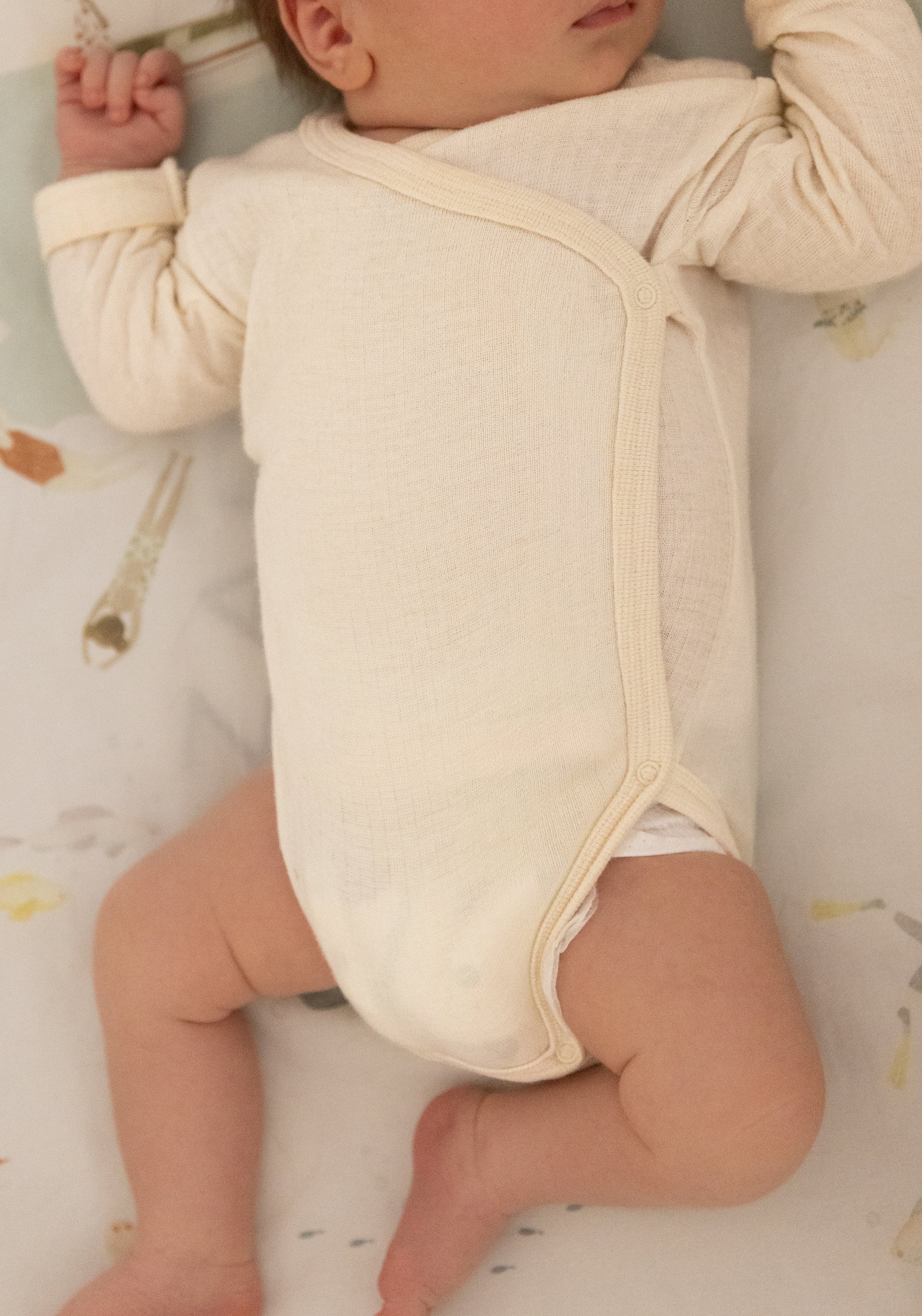 Body kimono seamless din lână merinos, mătase și bumbac - Natur