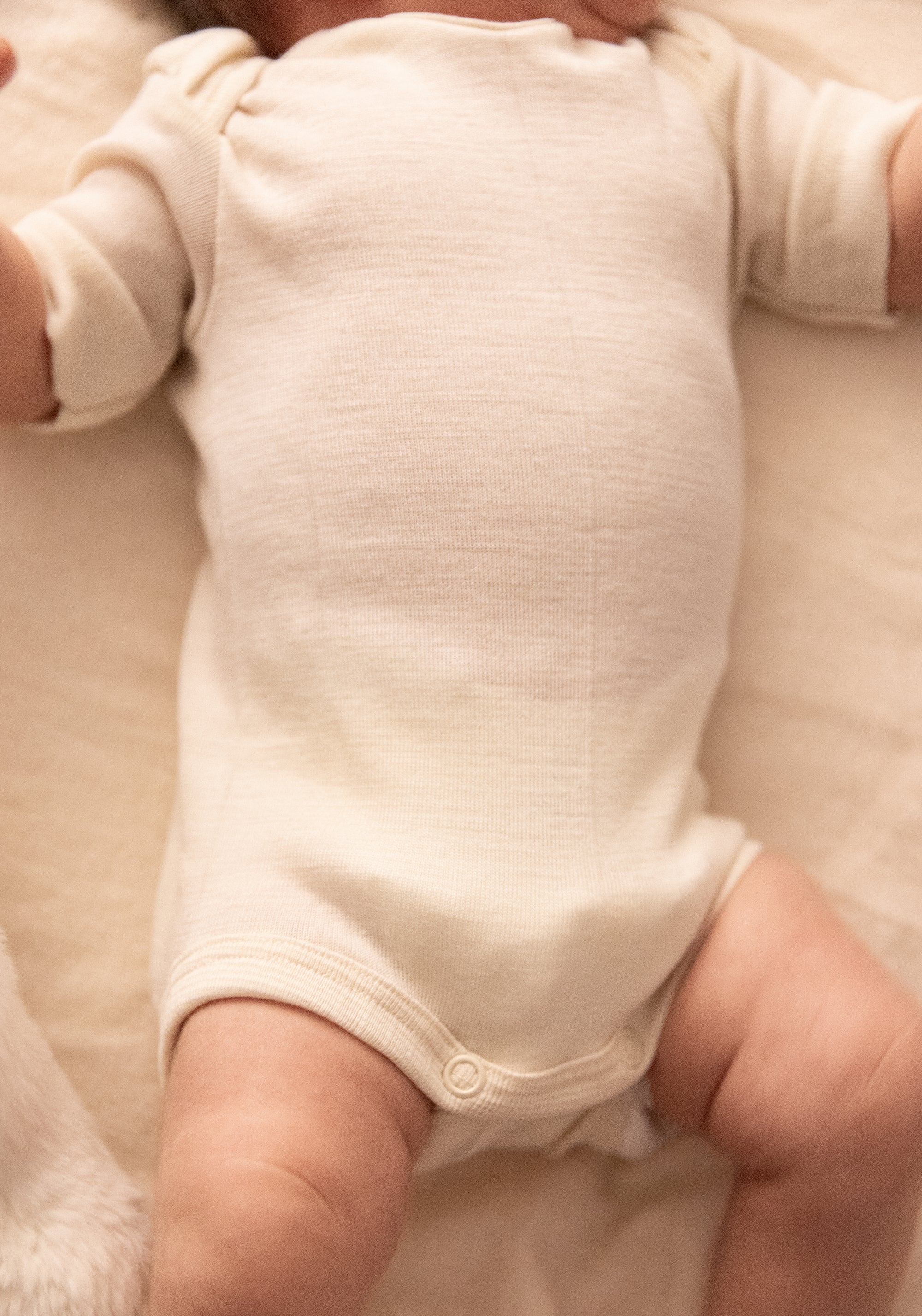 Body seamless din lână merinos și mătase - Natur