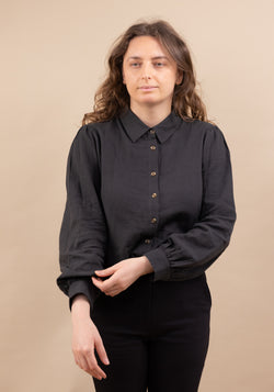 Cămașă muselină dublă din bumbac - Aulne Pirate Black