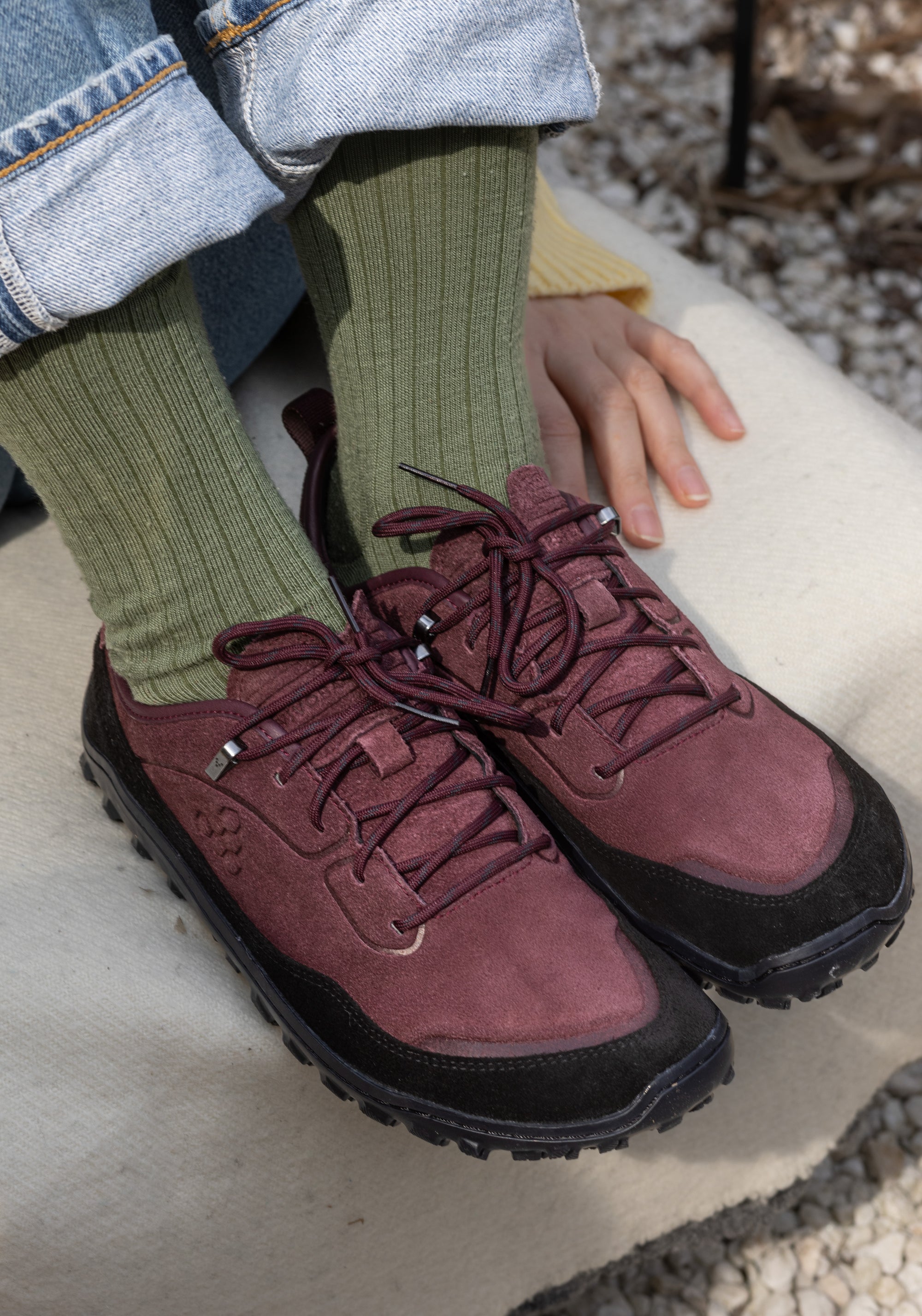 Pantofi drumeție Barefoot din piele întoarsă - Tracker Leather AT Low II Women Fig