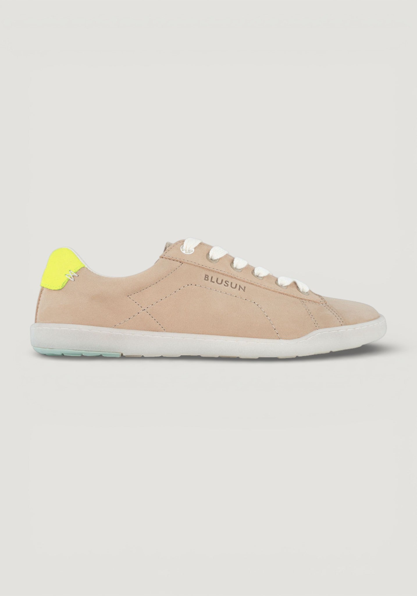 Sneakers Barefoot din piele - Beige/Neon