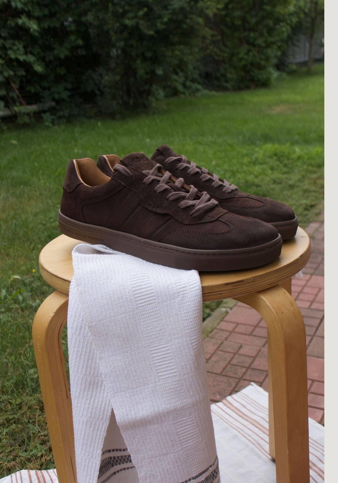 Sneakers Barefoot din piele întoarsă - Helio Chocolate