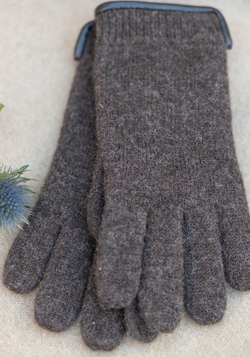 Mănuși adulți din lână fiartă - Brown