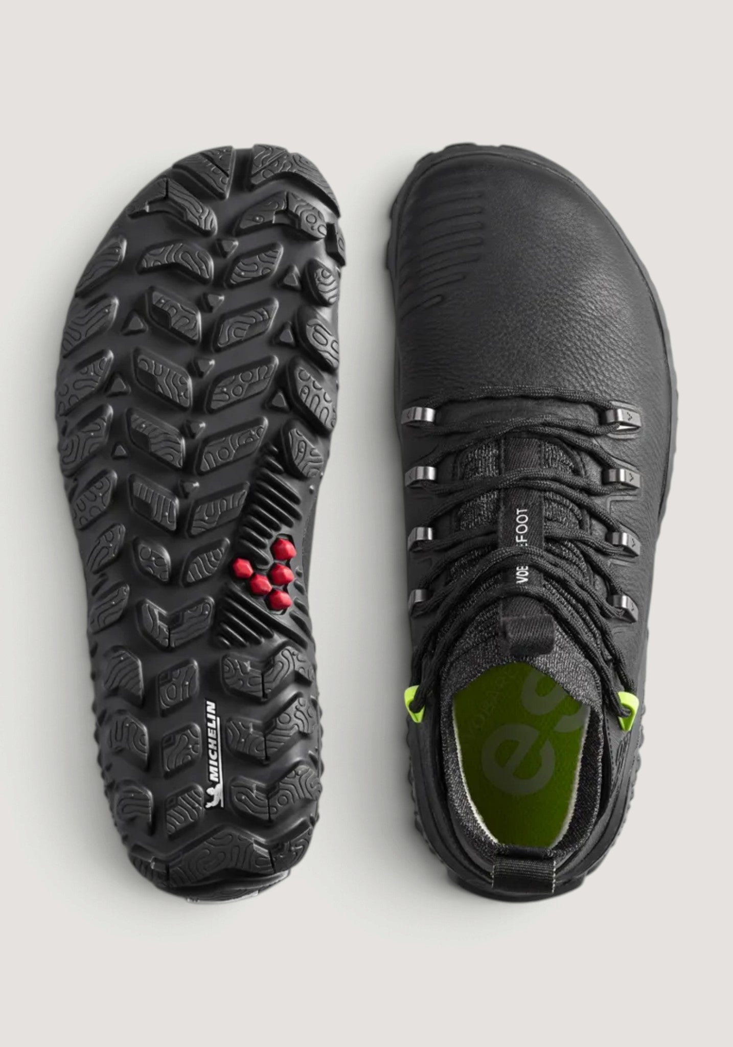 Ghete drumeție Barefoot din piele - Magna Forest ESC Women Obsidian/Lime