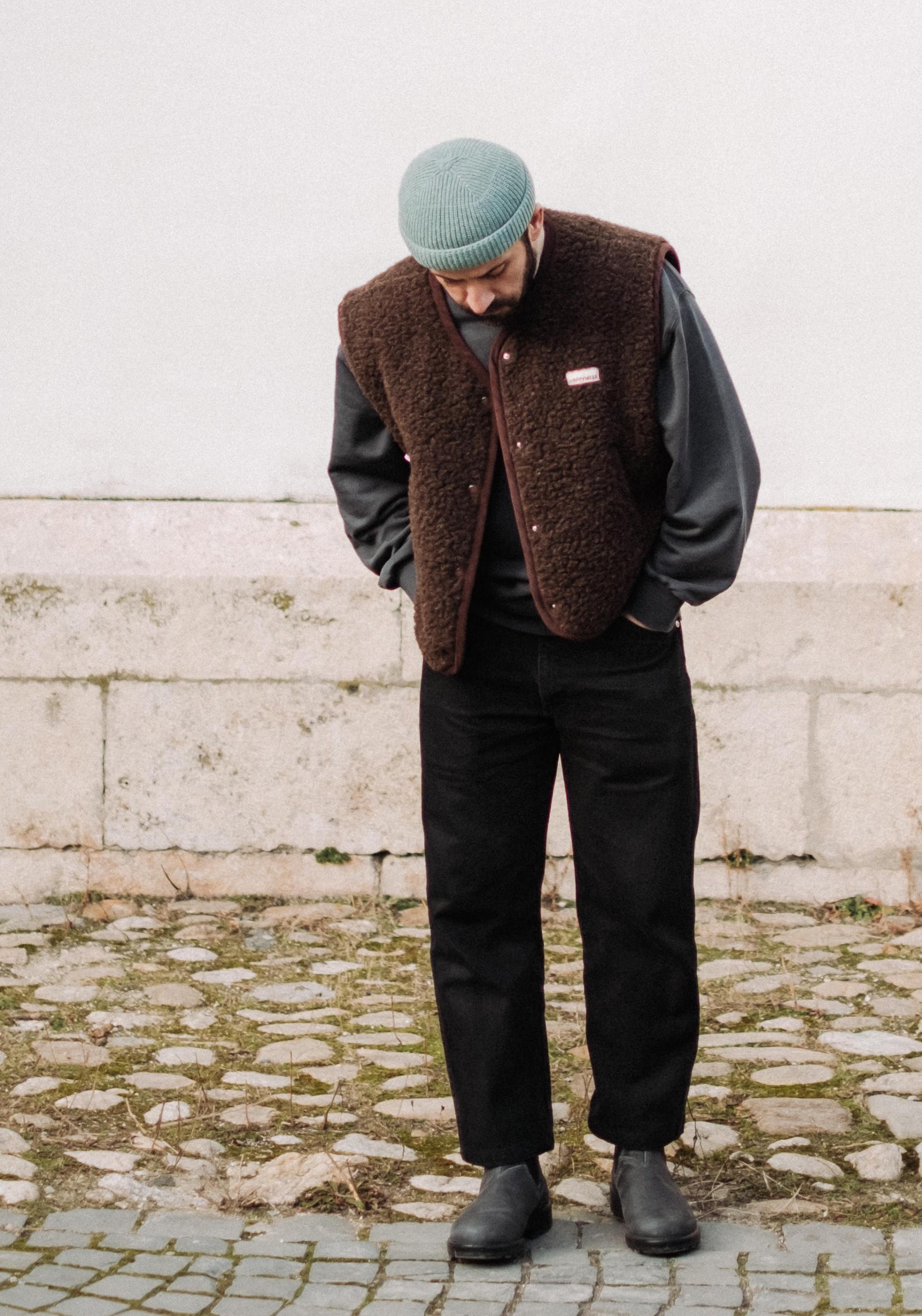 Vestă fleece din lână merinos - Teddy Chocolate Brown