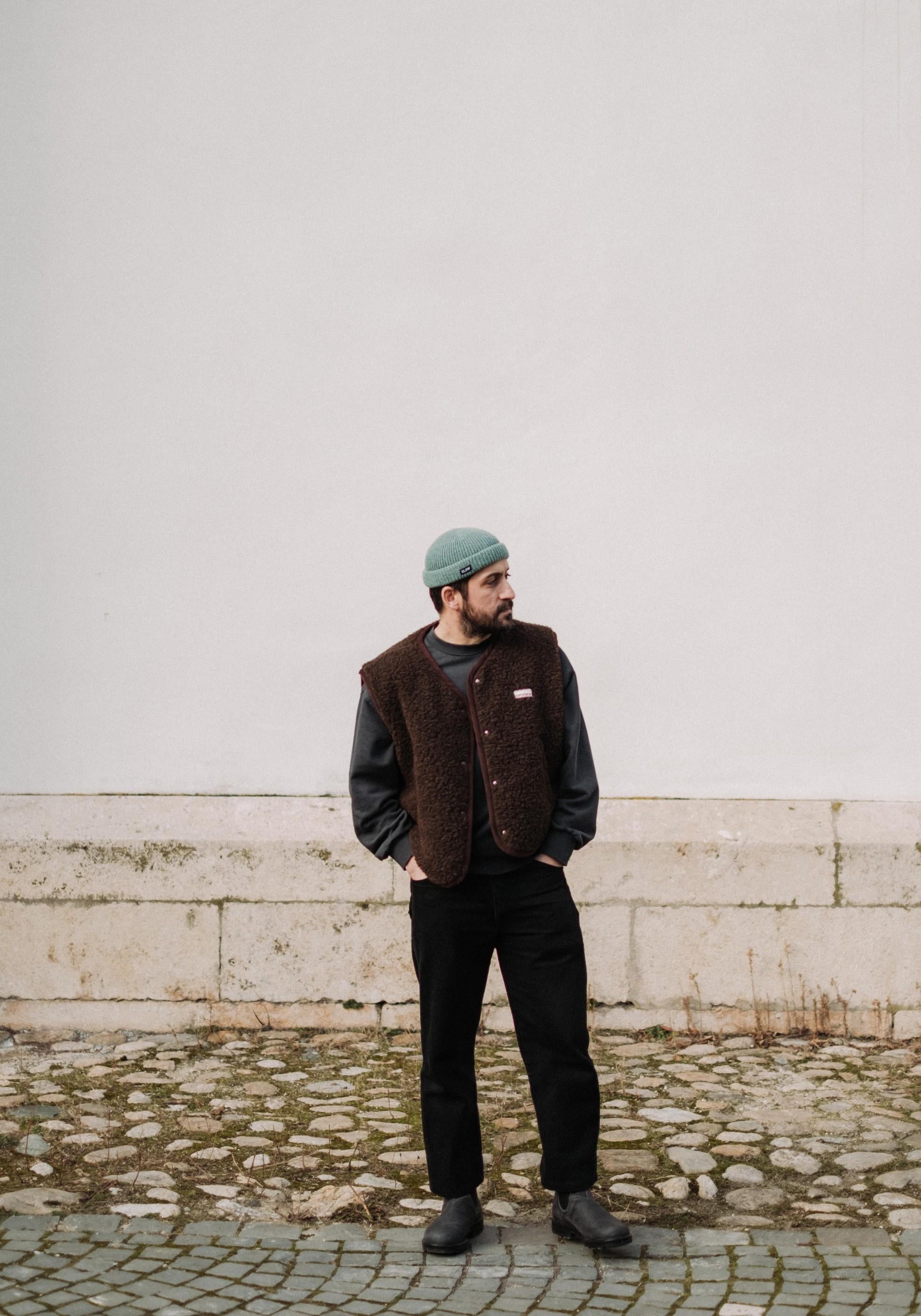 Vestă fleece din lână merinos - Teddy Chocolate Brown