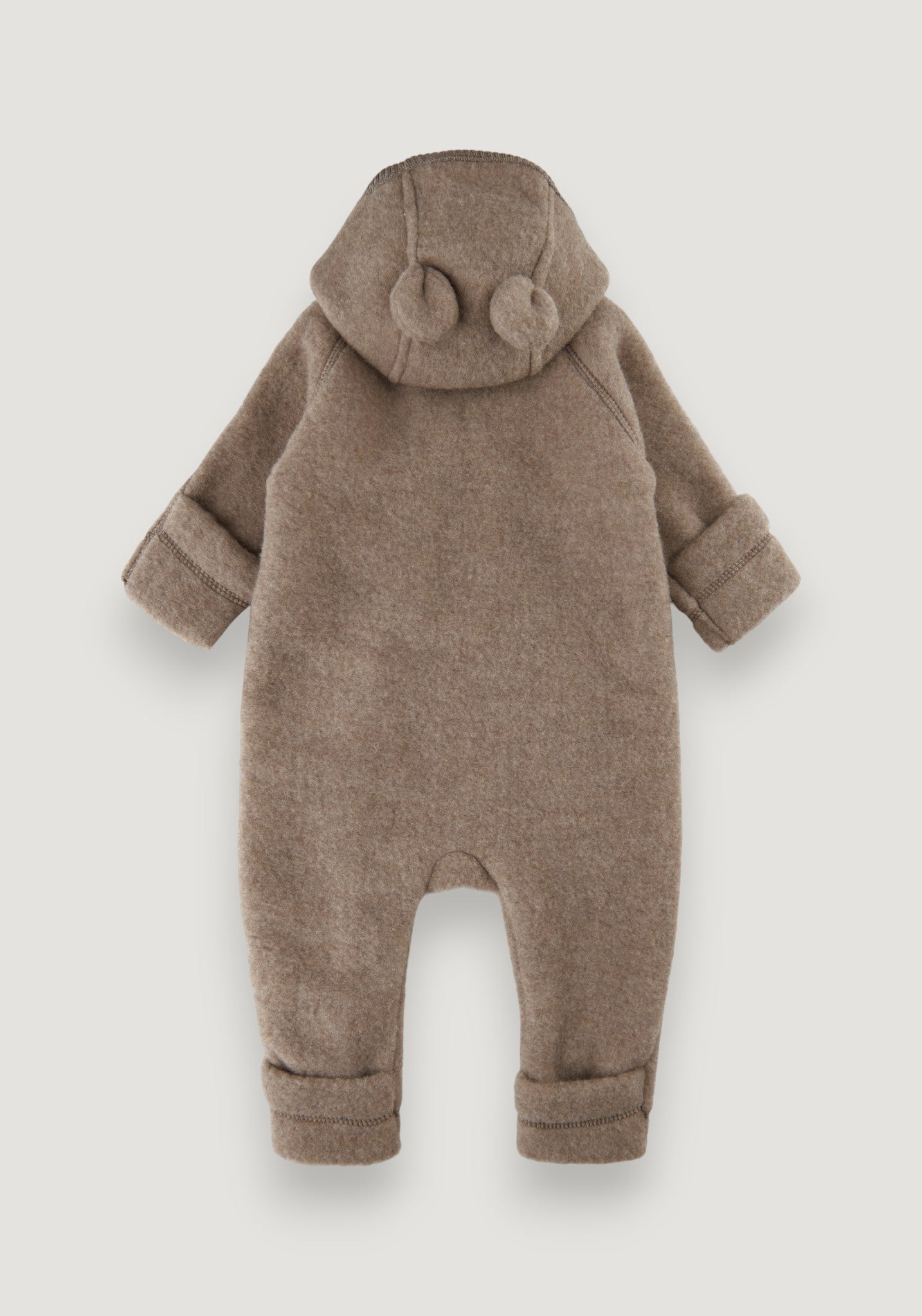 Salopetă cu mănuși și botoși fleece din lână merinos - Teddy Bear Melange Denver