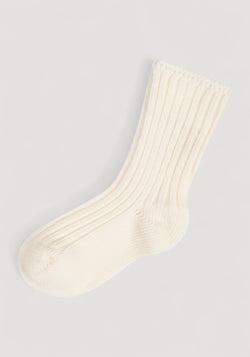 Șosete Rib din lână merinos (copii și femei) - Off White